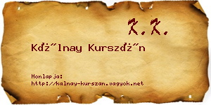 Kálnay Kurszán névjegykártya